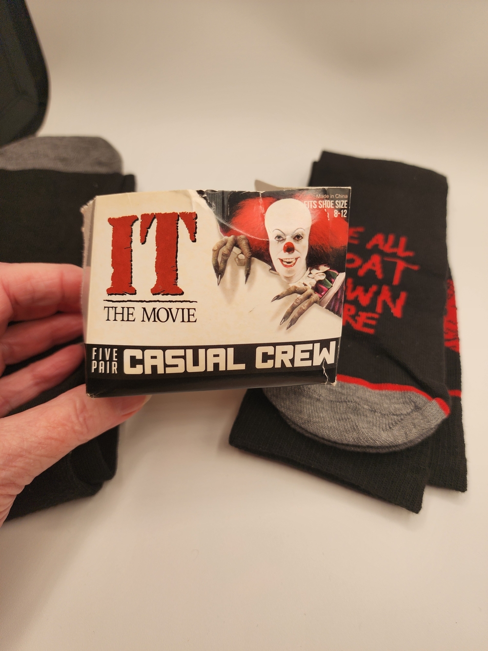 IT Horror Clown  Crew Socks - Black & Red NEW